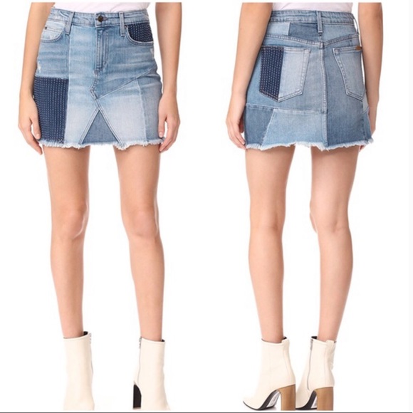 patchwork jean skirt